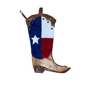Texas Lone Star Boot Christmas Holiday Decoration Stocking Western Country